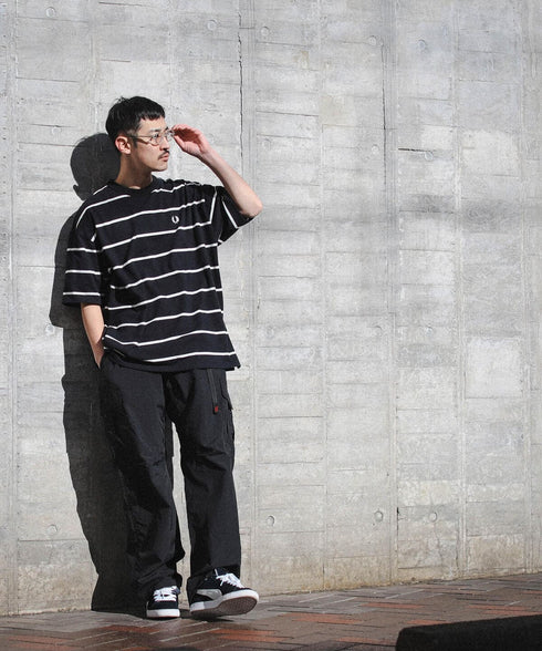 FRED PERRY × BEAMS Border Oversize Pique T-shirts Black